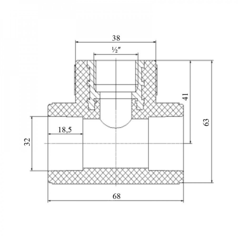 Трійник PPR Blue Ocean 32х1/2"х32 ВР SD00009248