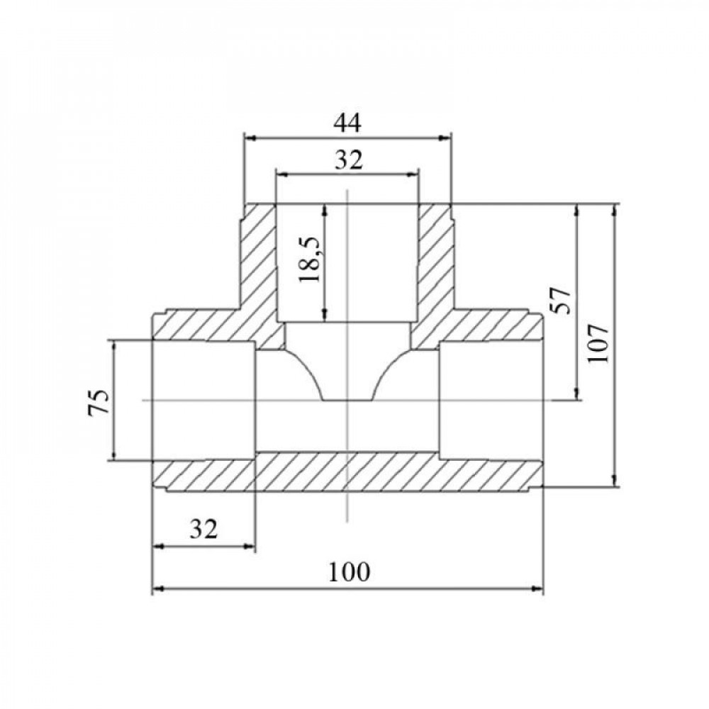 Трійник PPR Blue Ocean 75х32х75 редукційний SD00009225