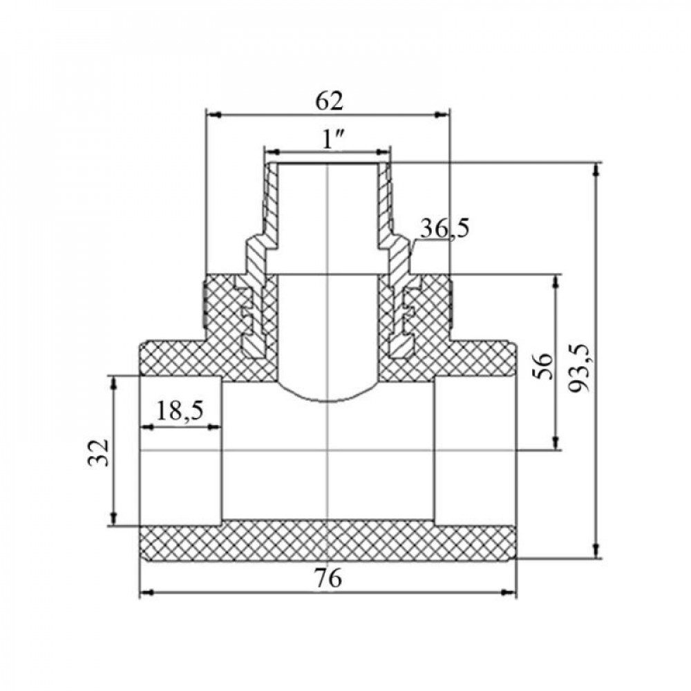 Трійник PPR Blue Ocean 32х1"х32 ЗР SD00009253