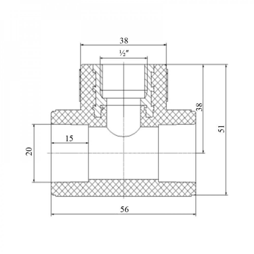 Трійник PPR Blue Ocean 20х1/2"х20 ВР SD00009239