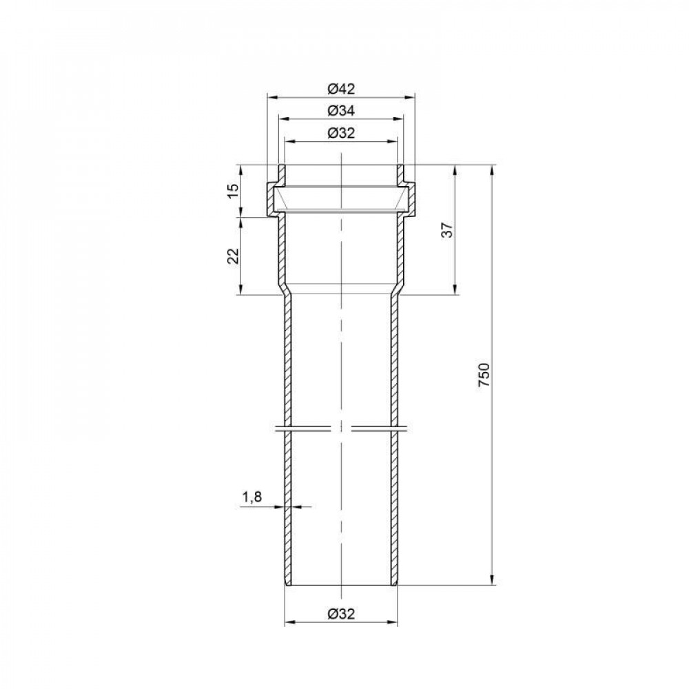 Труба PPR каналізаційна TA Sewage 32х1,8, 0,75 м SD00034583