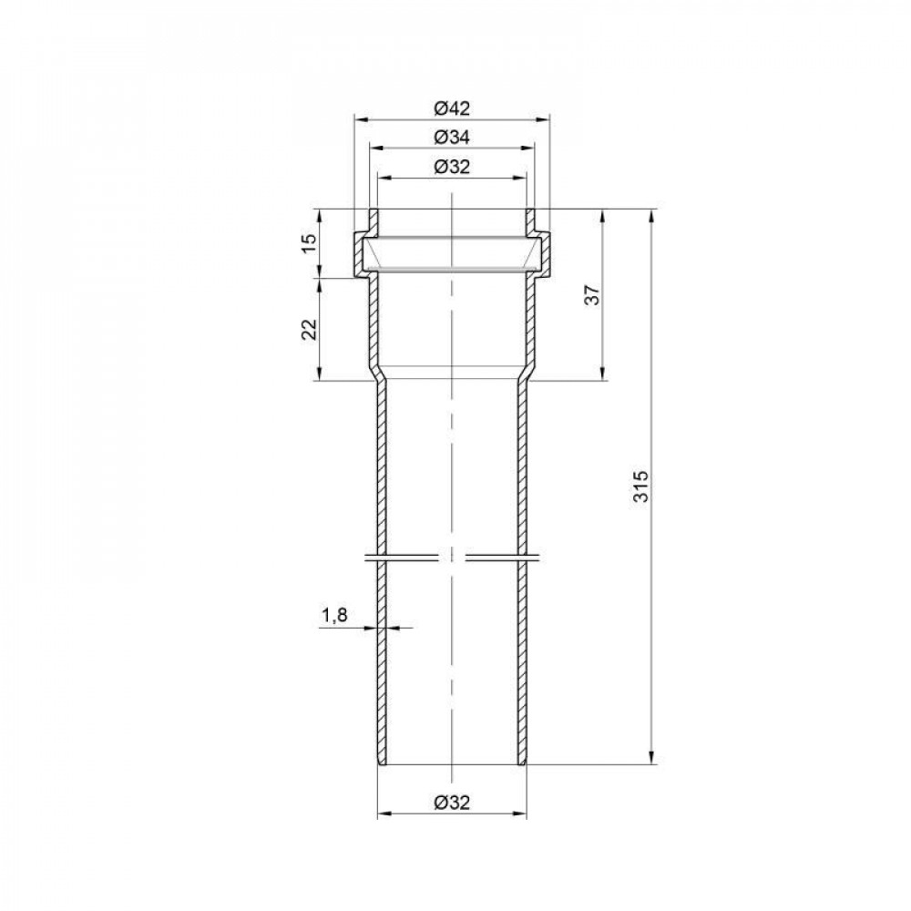Труба PPR каналізаційна TA Sewage 32х1,8, 0,315 м SD00034581