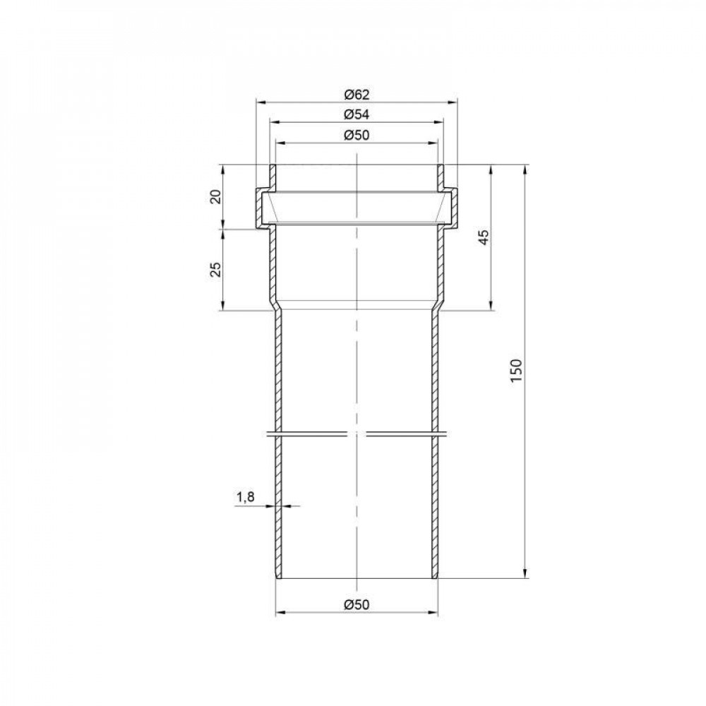 Труба PPR каналізаційна TA Sewage 50х2, 0,15 м SD00034409