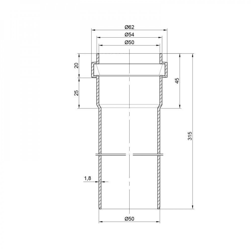 Труба PPR каналізаційна TA Sewage 50х2, 0,315 м SD00034440
