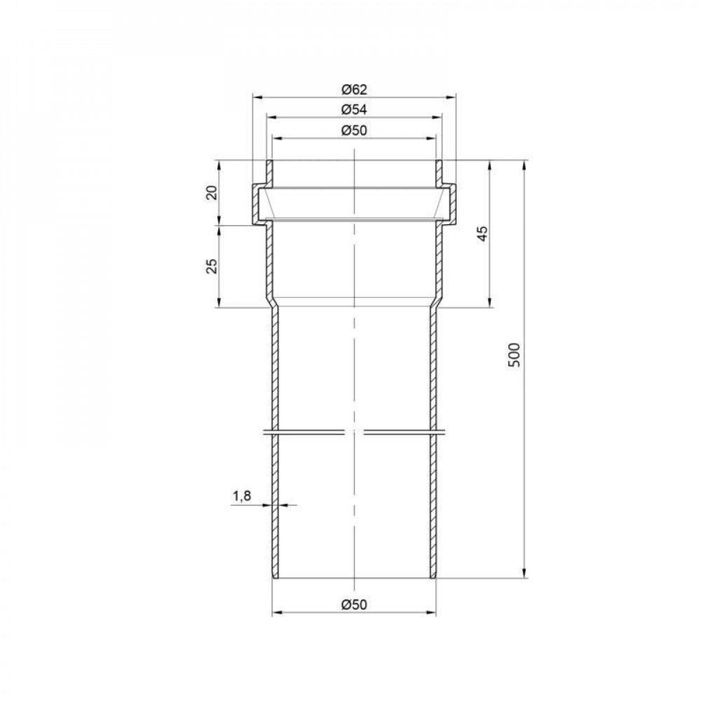 Труба PPR каналізаційна TA Sewage 50х2, 0,5 м SD00034441