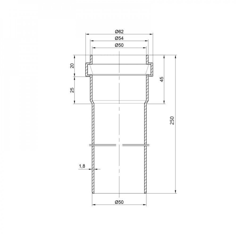 Труба PPR каналізаційна TA Sewage 50х2, 0,25 м SD00034439