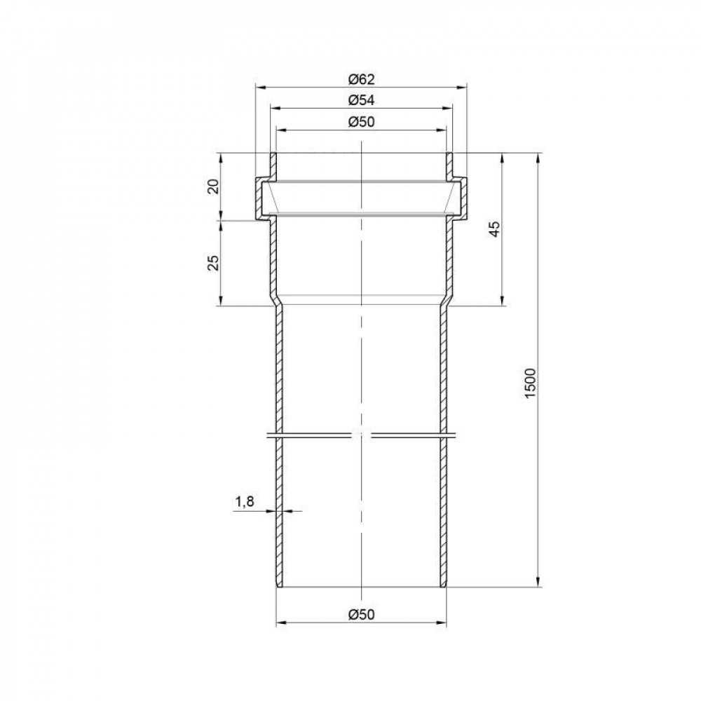 Труба PPR каналізаційна TA Sewage 50х2, 1,5 м SD00034444