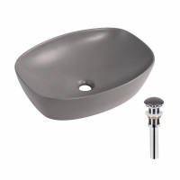 Раковина накладна Qtap Robin 500х380х140 мм, Stone grey, прямокутна, з донним клапаном QT04116302SG