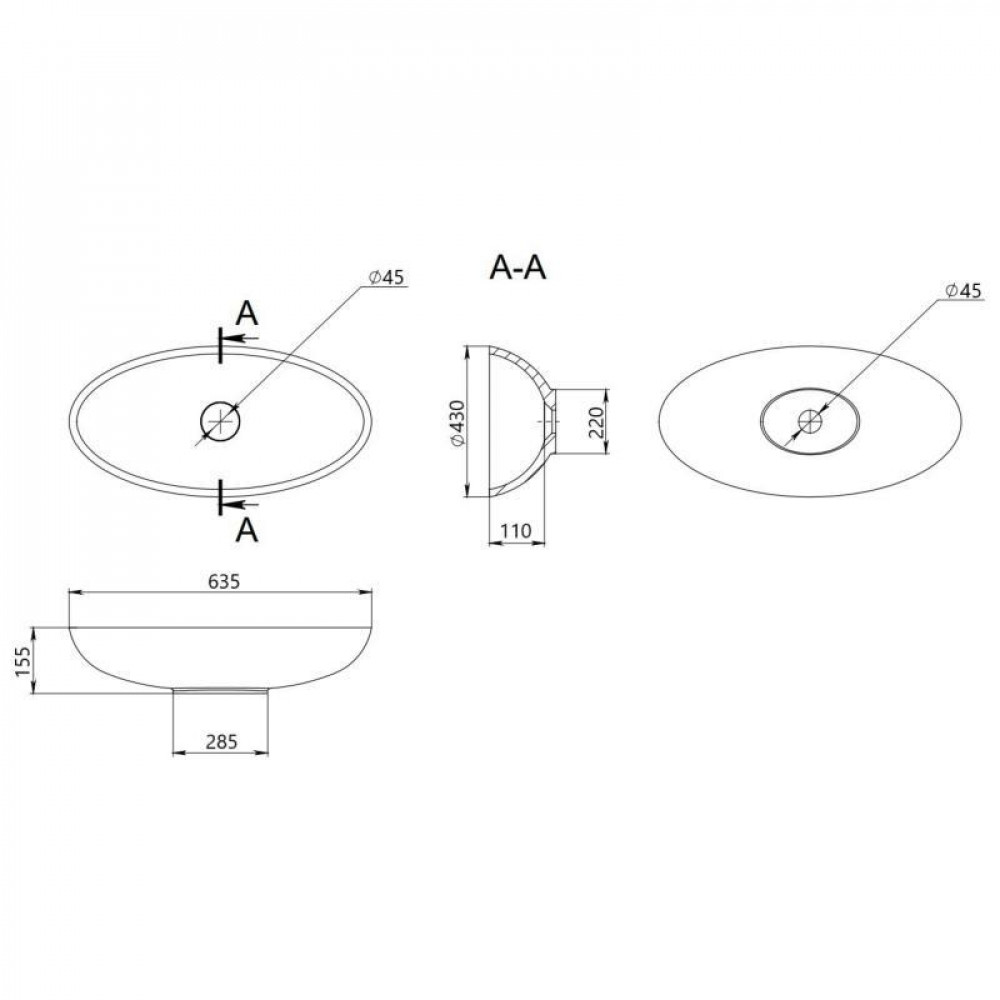 Раковина-чаша Qtap Dove 625х415х150 White QT06113077WN SD00052906