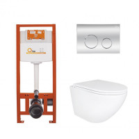 Готове рішення Qtap для ванної кімнати: підвісний унітаз Robin + комплект інсталяції Nest 4 в 1 (кругла