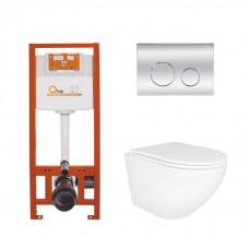 Готове рішення Qtap для ванної кімнати: підвісний унітаз Robin + комплект інсталяції Nest 4 в 1 (кругла