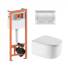 Готове рішення Qtap для ванної кімнати: підвісний унітаз Taurus Ultra Quiet 490x360x380 + комплект інсталяції Nest 4 в 1