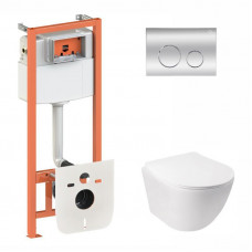 Готове рішення Qtap для ванної кімнати: підвісний унітаз Jay + комплект інсталяції Nest 4 в 1 (кругла клавіша