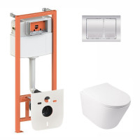 Готове рішення Qtap для ванної кімнати: підвісний унітаз Swan + комплект інсталяції Nest 4 в 1 (квадратна