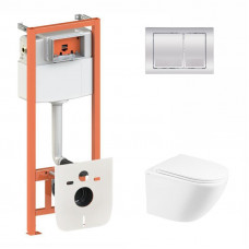 Готове рішення Qtap для ванної кімнати: підвісний унітаз Robin + комплект інсталяції Nest 4 в 1 (квадратна