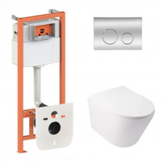 Готове рішення Qtap для ванної кімнати: підвісний унітаз Swan Ultra Quiet 485x360x320 + комплект інсталяції Nest 4 в 1 (кругла