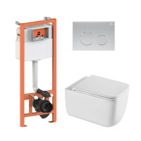 Готове рішення Qtap для ванної кімнати: підвісний унітаз Gemini Ultra Quiet 530х365х373 + комплект інсталяції Nest 4 в 1 (кругла