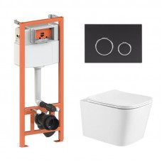 Готове рішення Qtap для ванної кімнати: підвісний унітаз Crow + комплект інсталяції Nest 4 в 1 (кругла клавіша