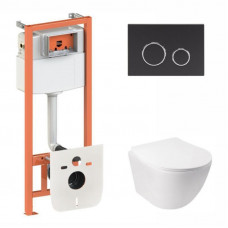 Готове рішення Qtap для ванної кімнати: підвісний унітаз Jay + комплект інсталяції Nest 4 в 1 (кругла клавіша