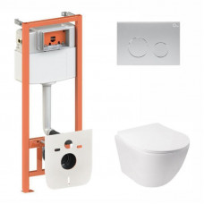 Готове рішення Qtap для ванної кімнати: підвісний унітаз Jay + комплект інсталяції Nest 4 в 1 (кругла клавіша