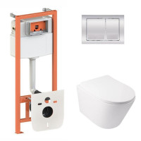 Готове рішення Qtap для ванної кімнати: підвісний унітаз Swan Ultra Quiet 485x360x320 + комплект інсталяції Nest 4 в 1 (квадратна