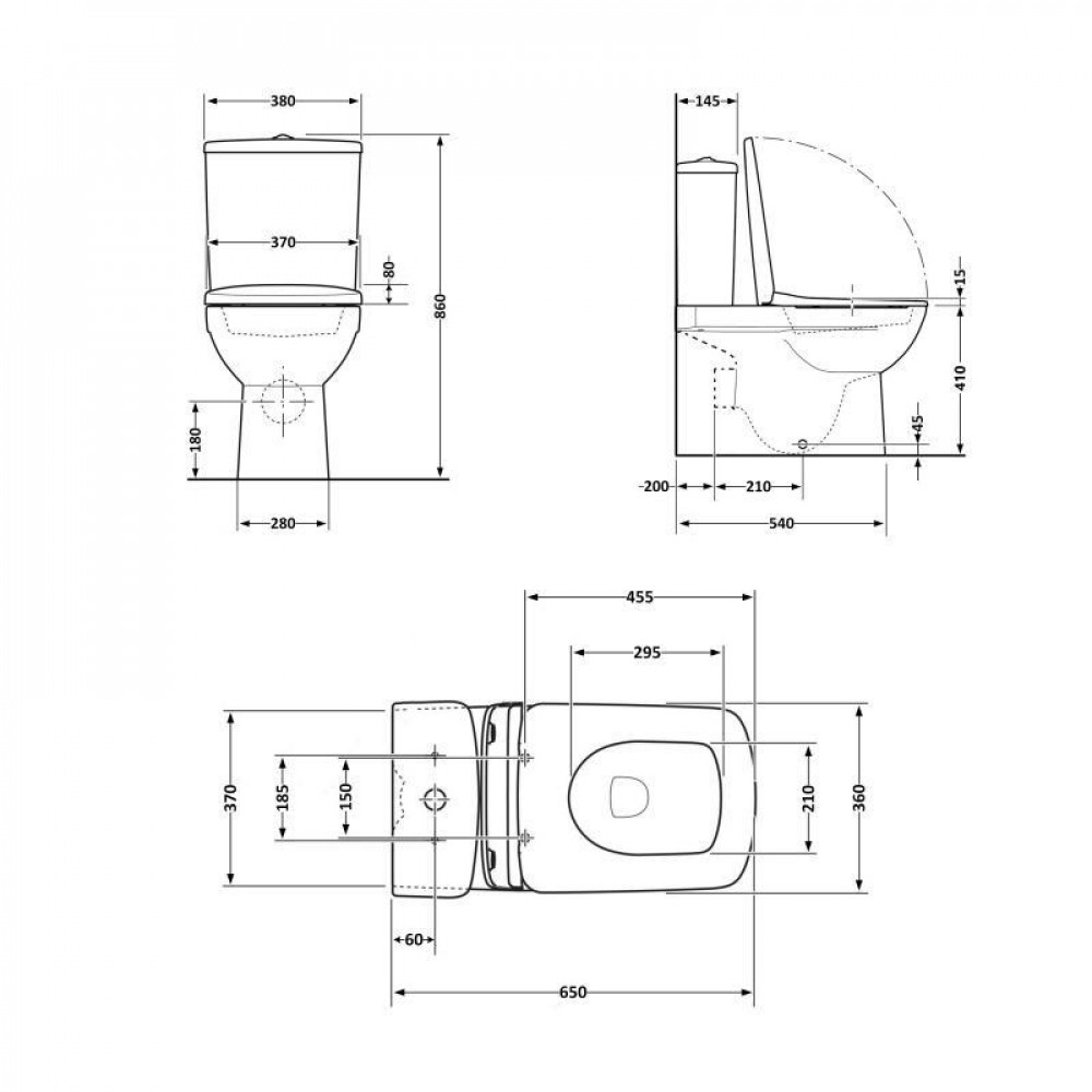 Унітаз-компакт Qtap Crow безобідковий з сідінням Soft-close QT05222170W SD00036221