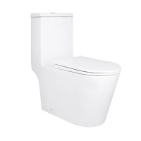 Унитаз-моноблок напольный Qtap Kolibri Ultra Quiet безобедочный с сиденьем Soft-close WHITE QT10226380W
