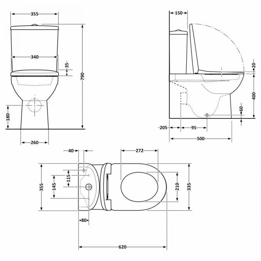 Унітаз підлоговий Qtap Arvin Ultra Quiet 630×350×795 мм з сидінням Soft-close, White QTARV27W49259 SD00055383