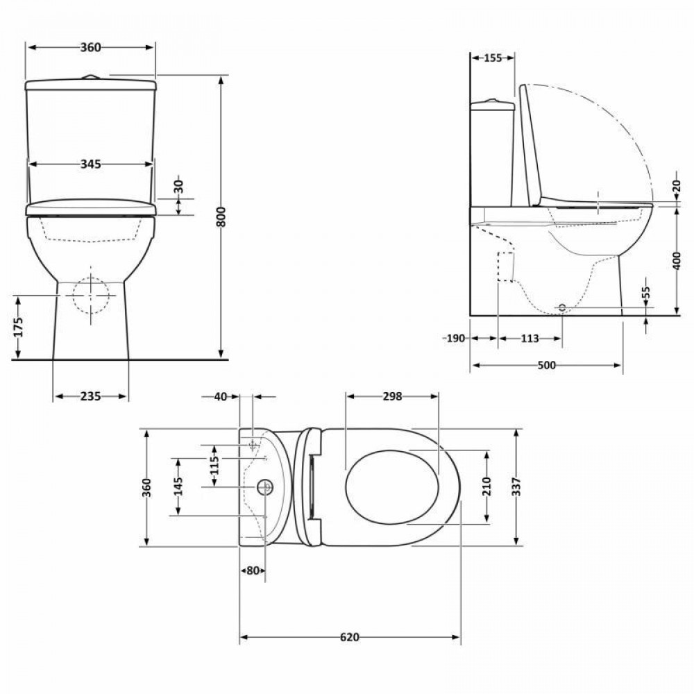 Унітаз підлоговий Qtap Stork Ultra Quiet 630×350×805 мм із сидінням Soft-close, White QTSTO27W49260 SD00055384