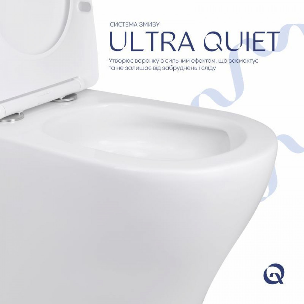 Унітаз підлоговий Qtap Virgo Ultra Quiet безобідковий з сидінням Soft-close WHITE QT18226092AW SD00052581