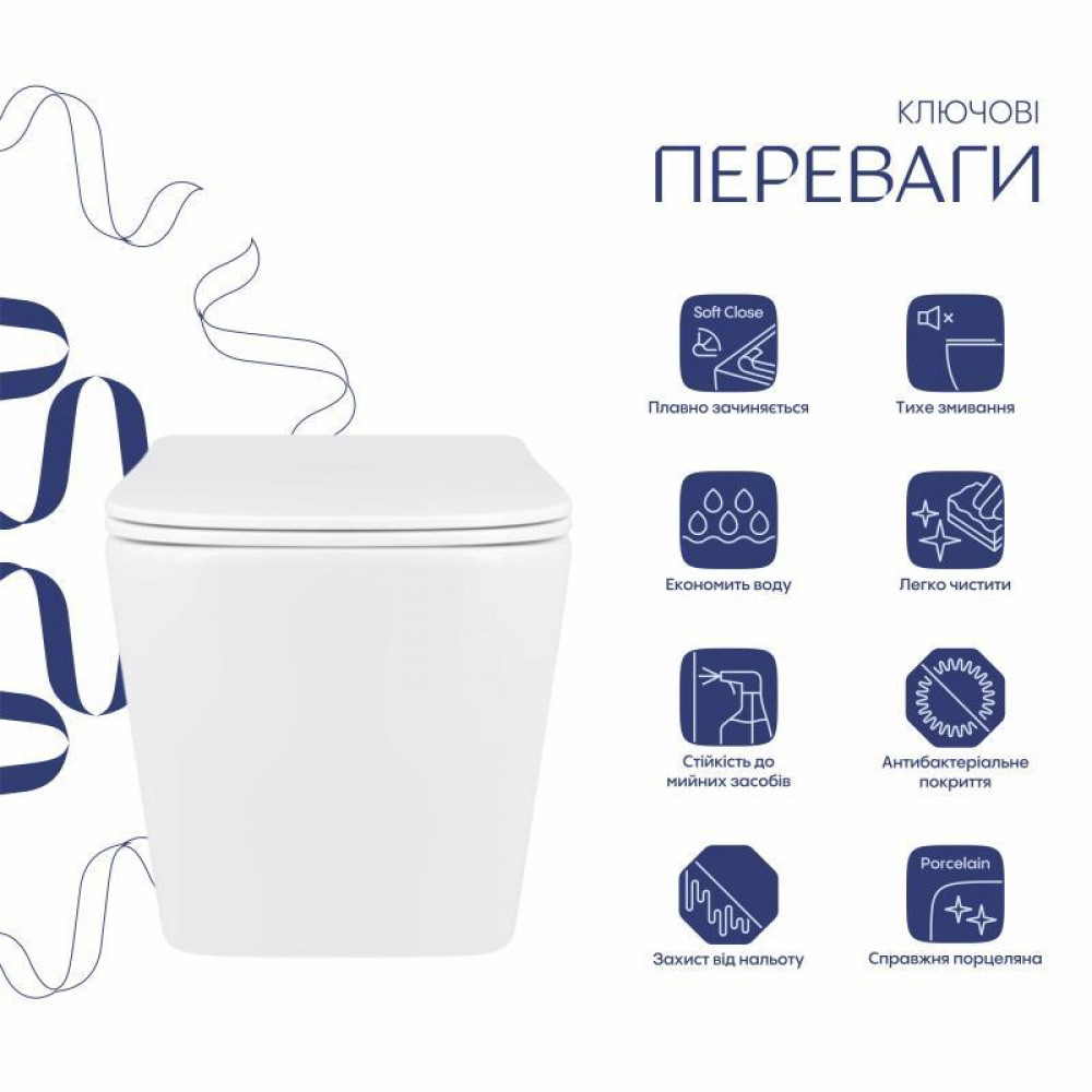 Унітаз підвісний Qtap Tern Ultra Quiet безобідковий з сидінням Soft-close WHITE QT17332303AW SD00052570
