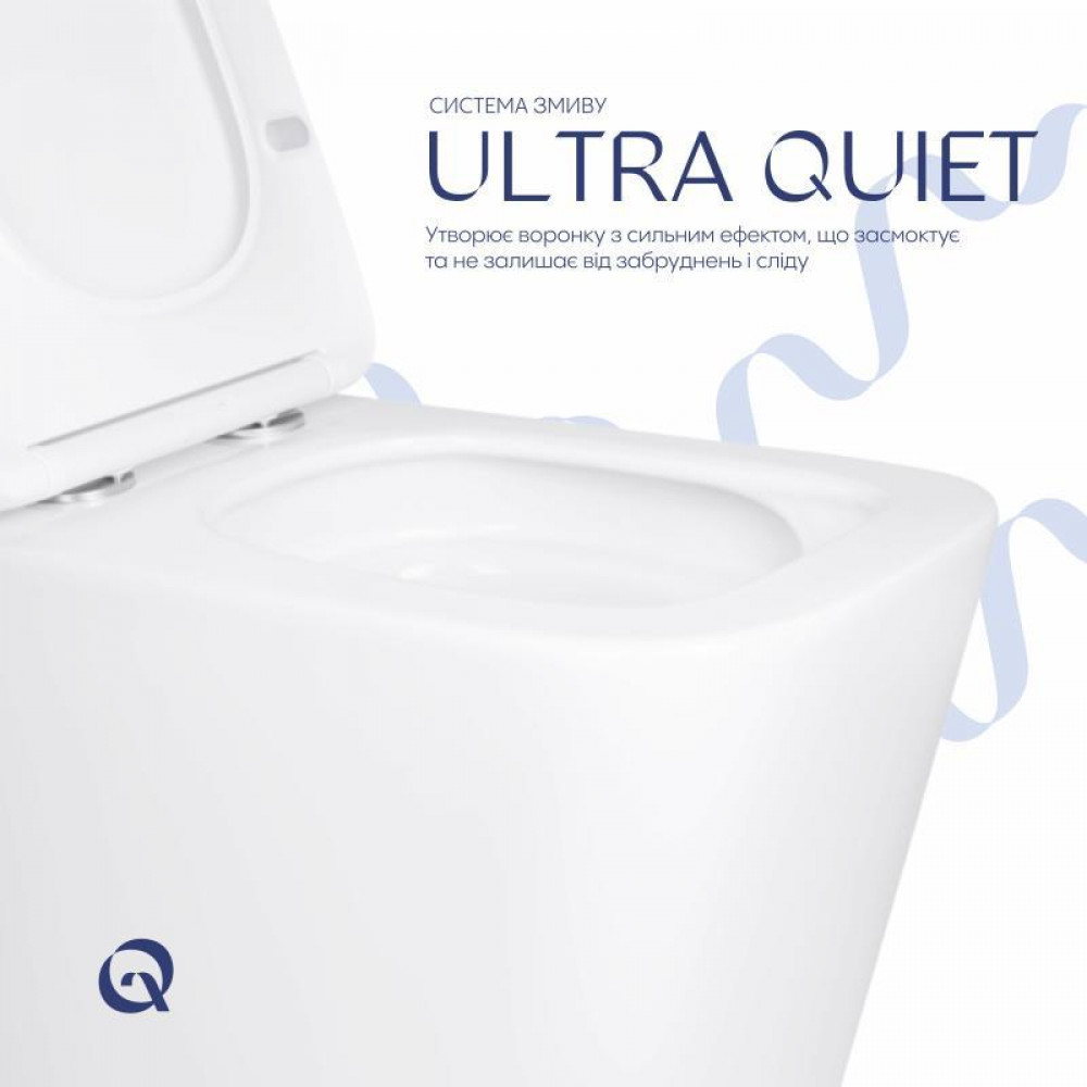 Унітаз підвісний Qtap Tern Ultra Quiet безобідковий з сидінням Soft-close WHITE QT17332303AW SD00052570