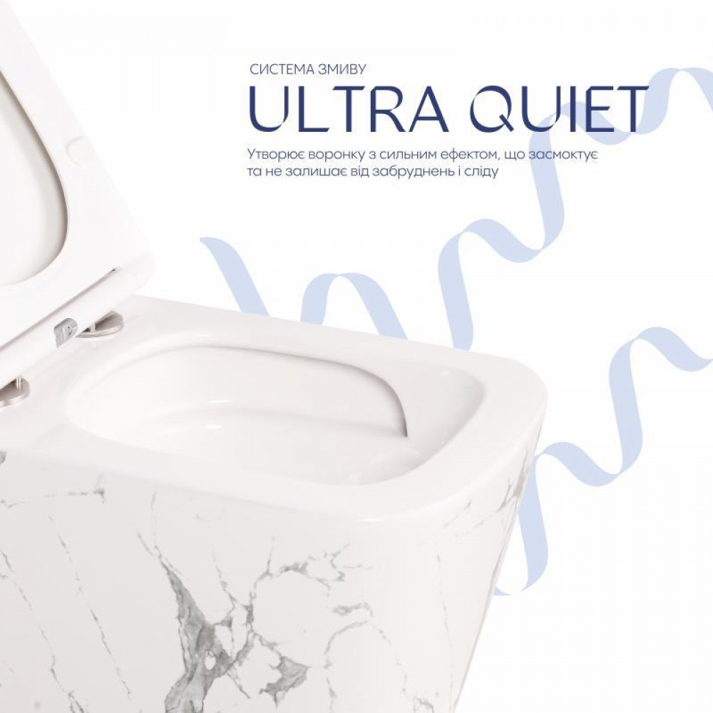 Унітаз підвісний Tern Ultra Quiet 490×365×325 мм, Marble, з сидінням Slim Duroplast / Soft-close / Quick Release QT17332303ASMR SD00054291
