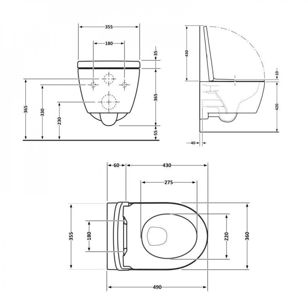Унітаз підвісний Qtap Taurus безободковий з сидінням Soft-close QT2433084EUQMB SD00051553