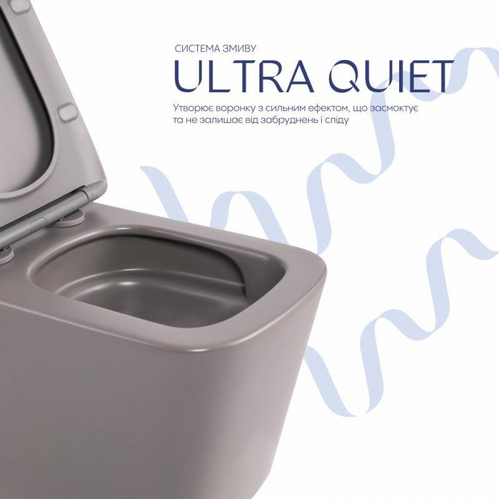 Унітаз підвісний Tern Ultra Quiet 490×365×325 мм, Stone Grey, з сидінням Slim Duroplast / Soft-close / Quick Release SD00054289
