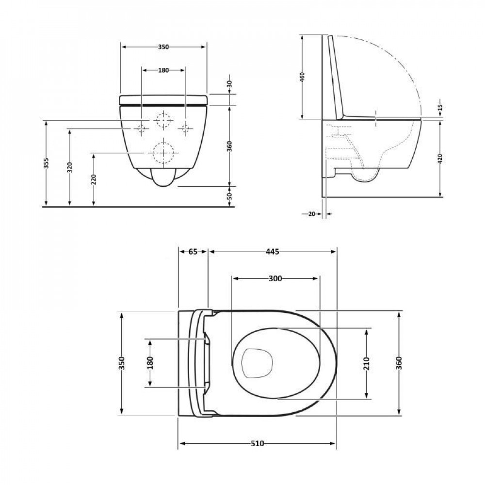Унітаз підвісний Qtap Scorpio безободковий Ultra Quiet з сидінням Soft-close QT14332380AW SD00050898