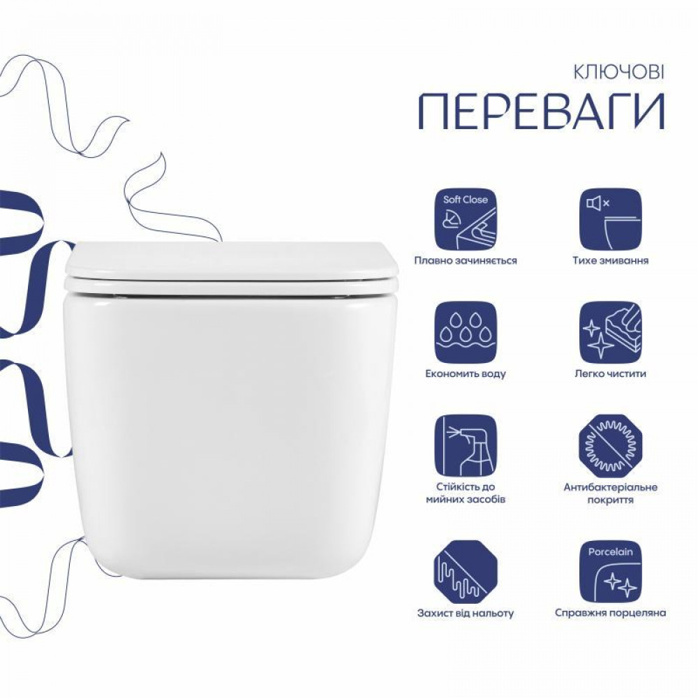 Унітаз підвісний Qtap Gemini Ultra Quiet 485×340×350 мм, White, з сидінням Slim Duroplast / Soft-close / Quick Release SD00055243