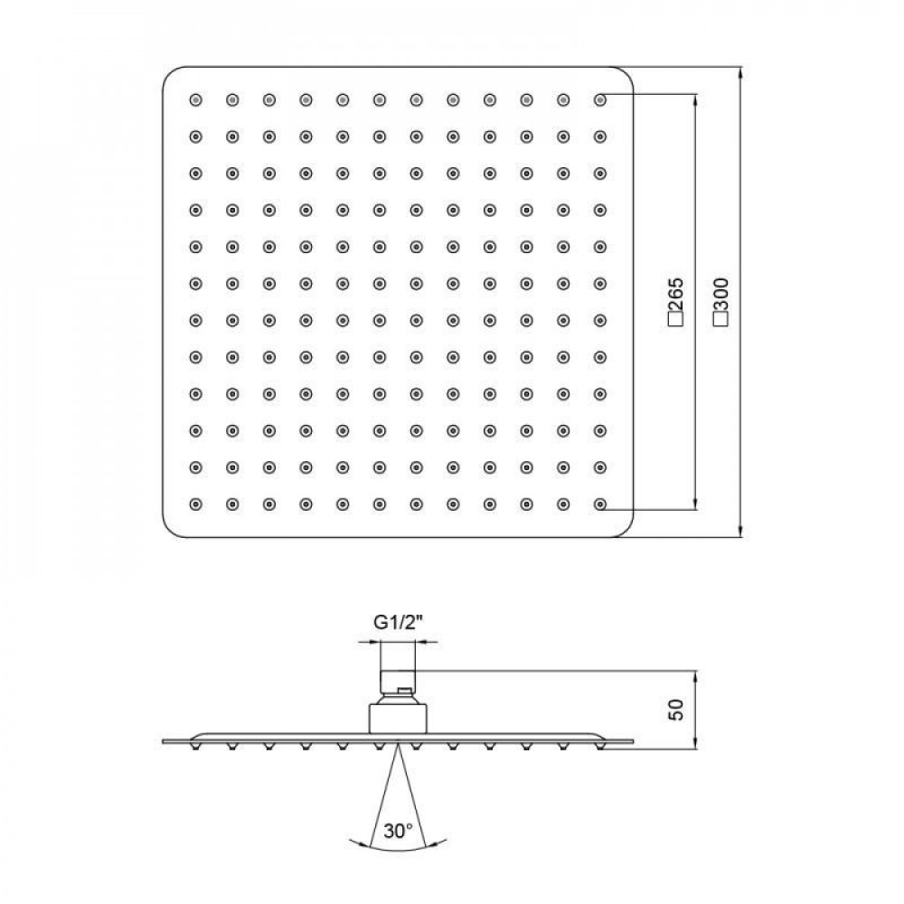 Лійка для верхнього душу Лейки Lidz Лейка 230 300x300 мм прямокутна LDNIA230NKS32453 Chrome SD00038555