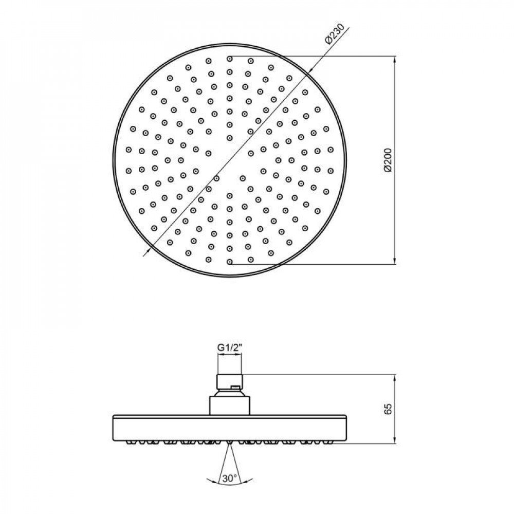Лійка для верхнього душу Qtap Hlavova 230 мм округла QTHLAVA228O1ZBB Black Matt SD00041913