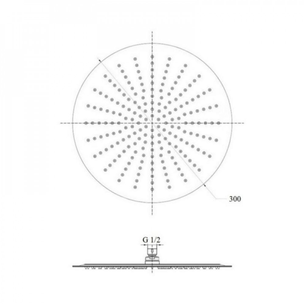 Лійка для верхнього душу Лейки Lidz Лейка 130 300 мм округла LDNIA130NKS32451 Chrome SD00038553