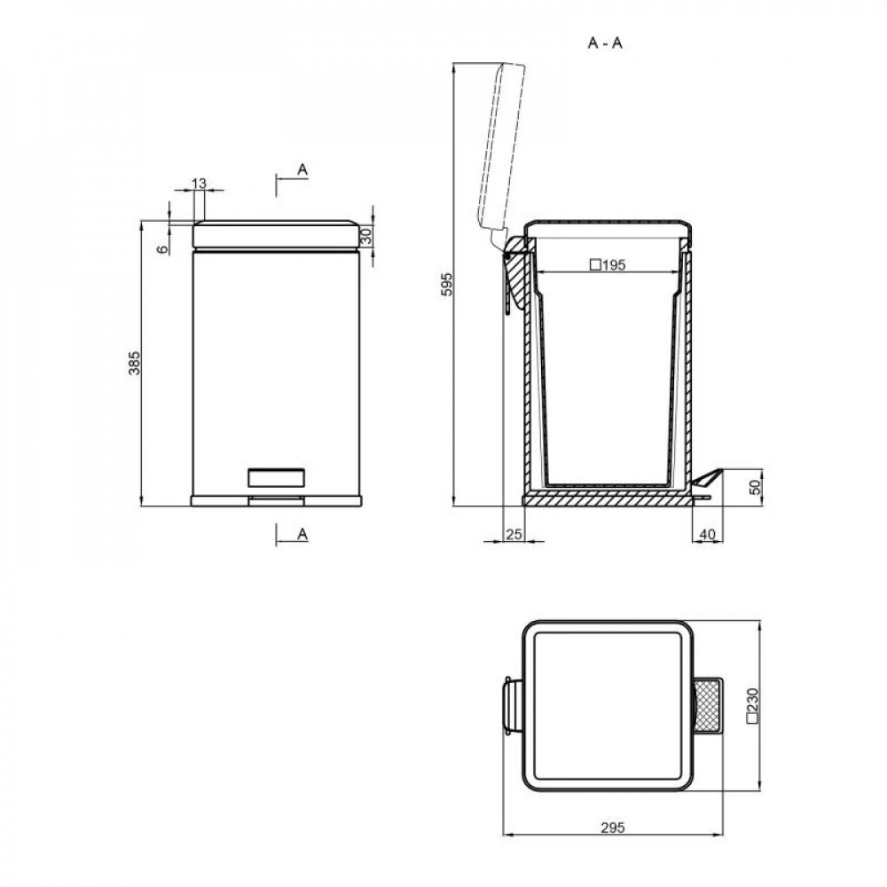 Відро для сміття Lidz Radom 1112 12 л LDRAD1112CRM32509 Chrome SD00038611