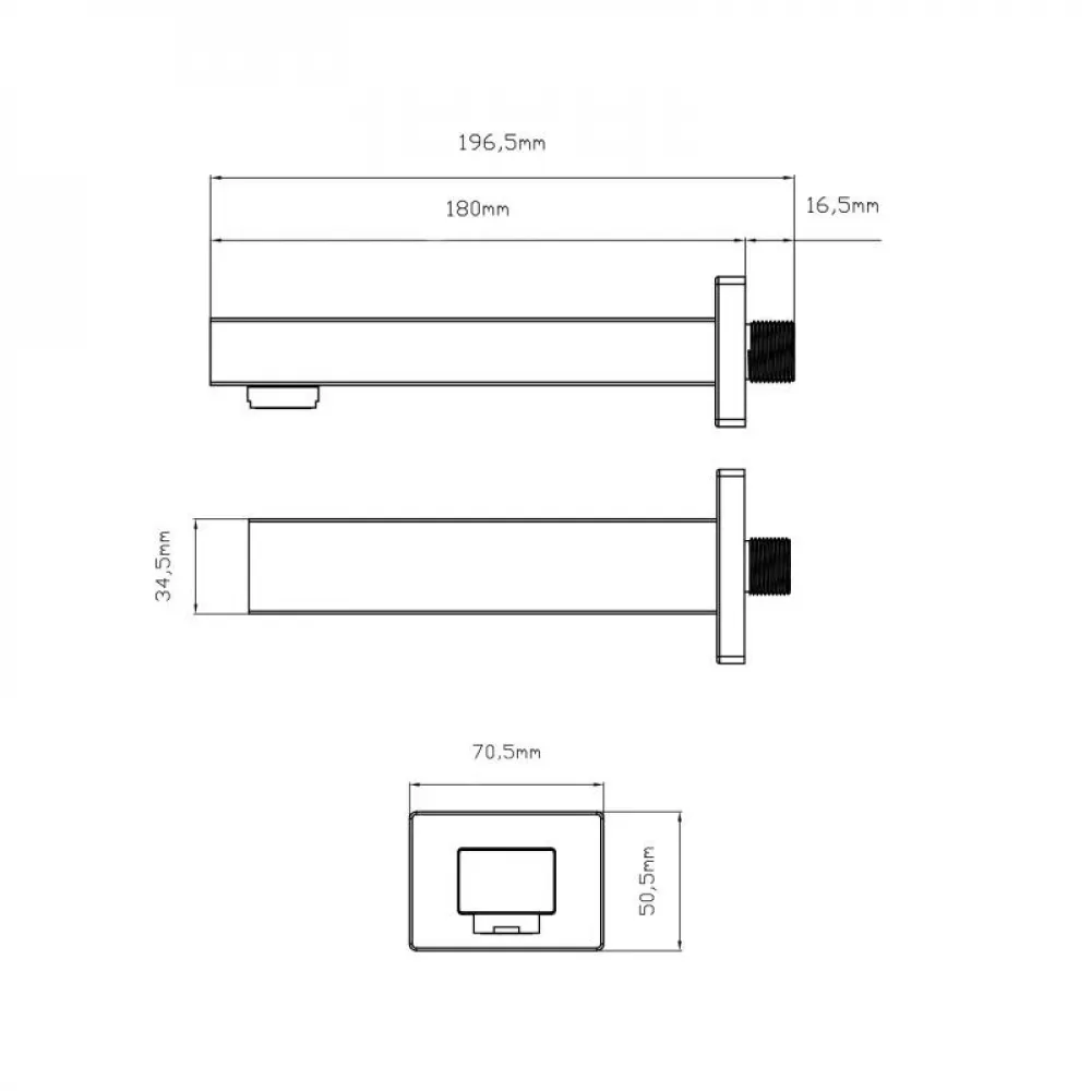 Вилив для систем прихованого монтажу Qtap Vytok 180 мм прямокутний QTVYT246CRM45932 Chrome SD00052056