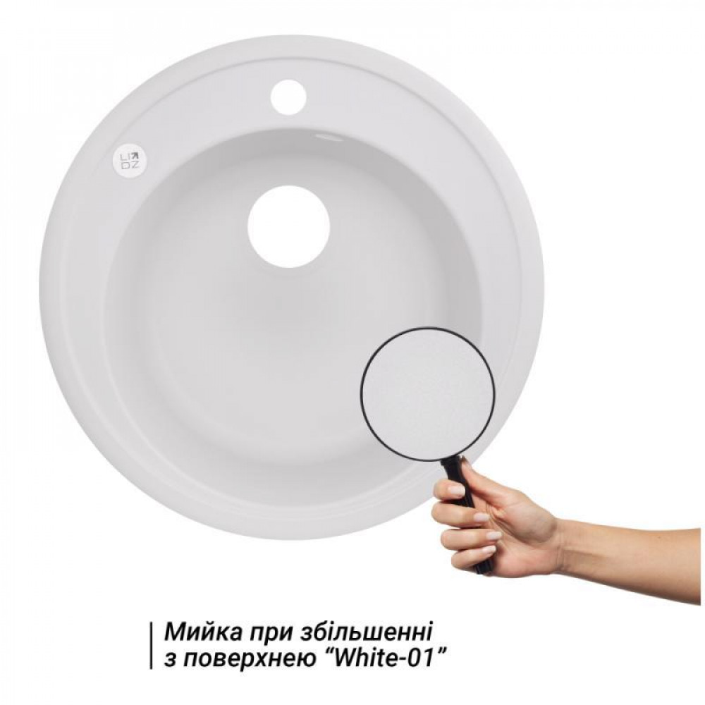 Кухонна мийка Lidz D510/200 WHI-01 (LIDZWHI01D510200) SD00039821