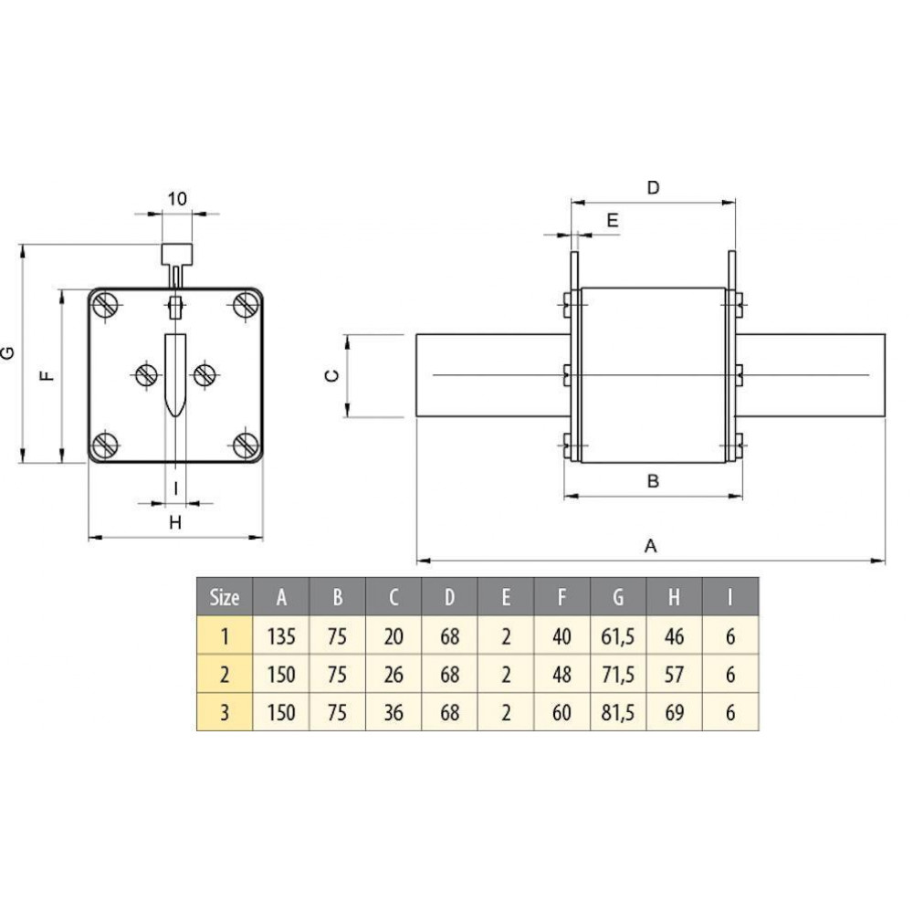 Запобіжник ETI M1UQU-N/200A/690V aR 50kA 2115630