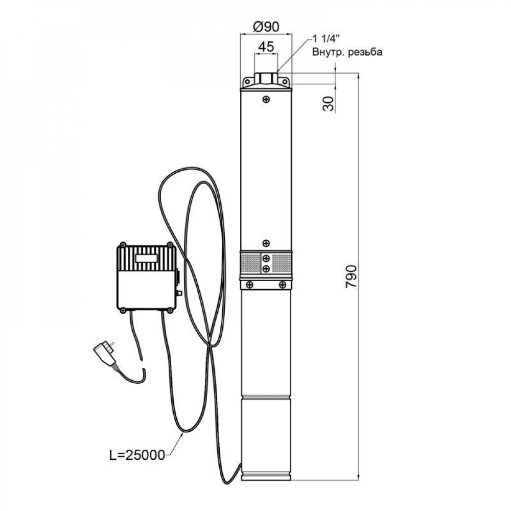 Насос заглибний відцентровий Thermo Alliance 4SSM2-9 0,37 кВт з пультом SD00046766