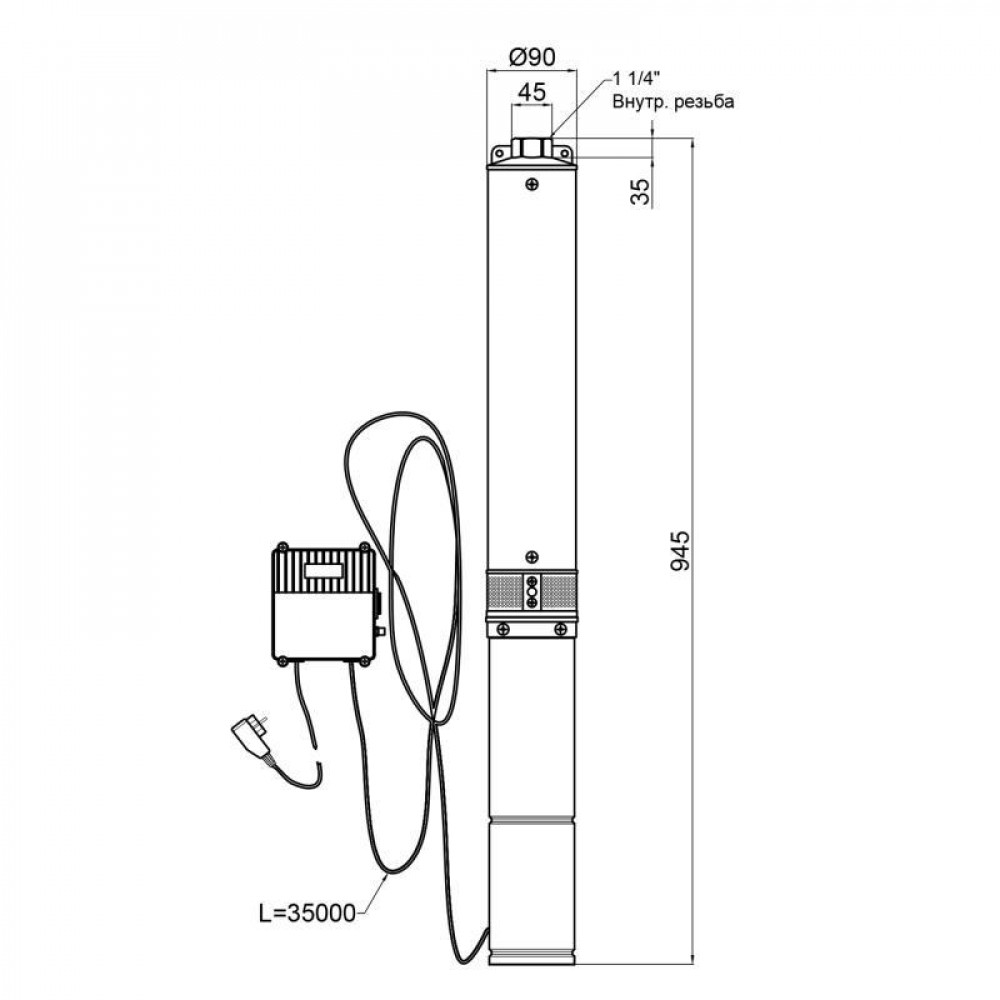 Насос заглибний відцентровий Thermo Alliance 4SSM2-15 0,75 кВт з пультом SD00046768