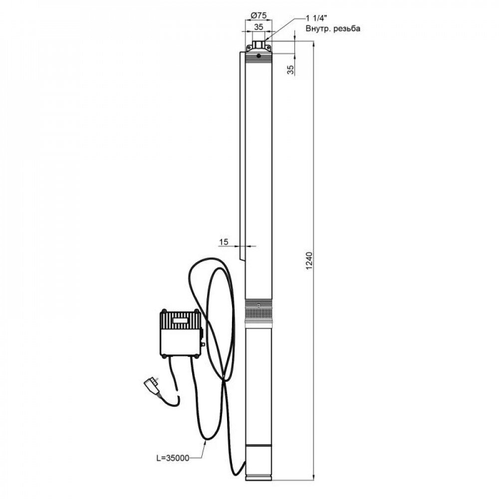 Насос заглибний відцентровий Thermo Alliance 3SSM2-27 0,75 кВт з пультом SD00046765