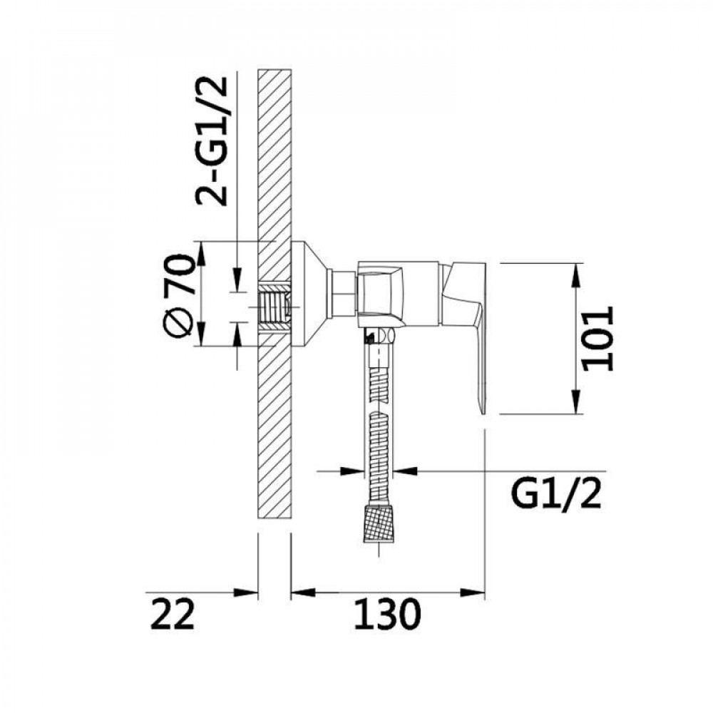 Змішувач для душу Lidz Latwa 010 (з душовим гарнітуром) (k40) LDLAT010CRM45416 Chrome SD00051540