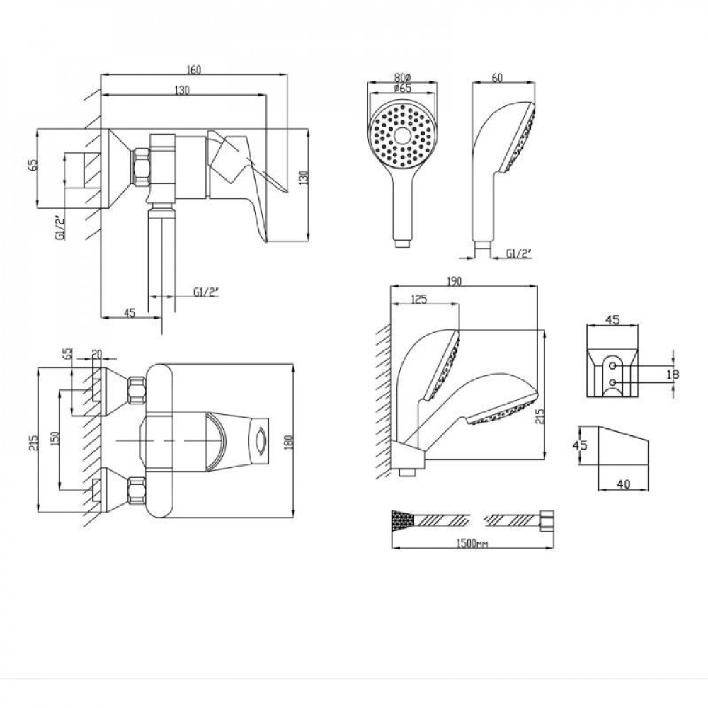 Змішувач для душу Lidz Anny 010 (з душовим гарнітуром) (k40) LDANN010CRM35124 Chrome SD00041228