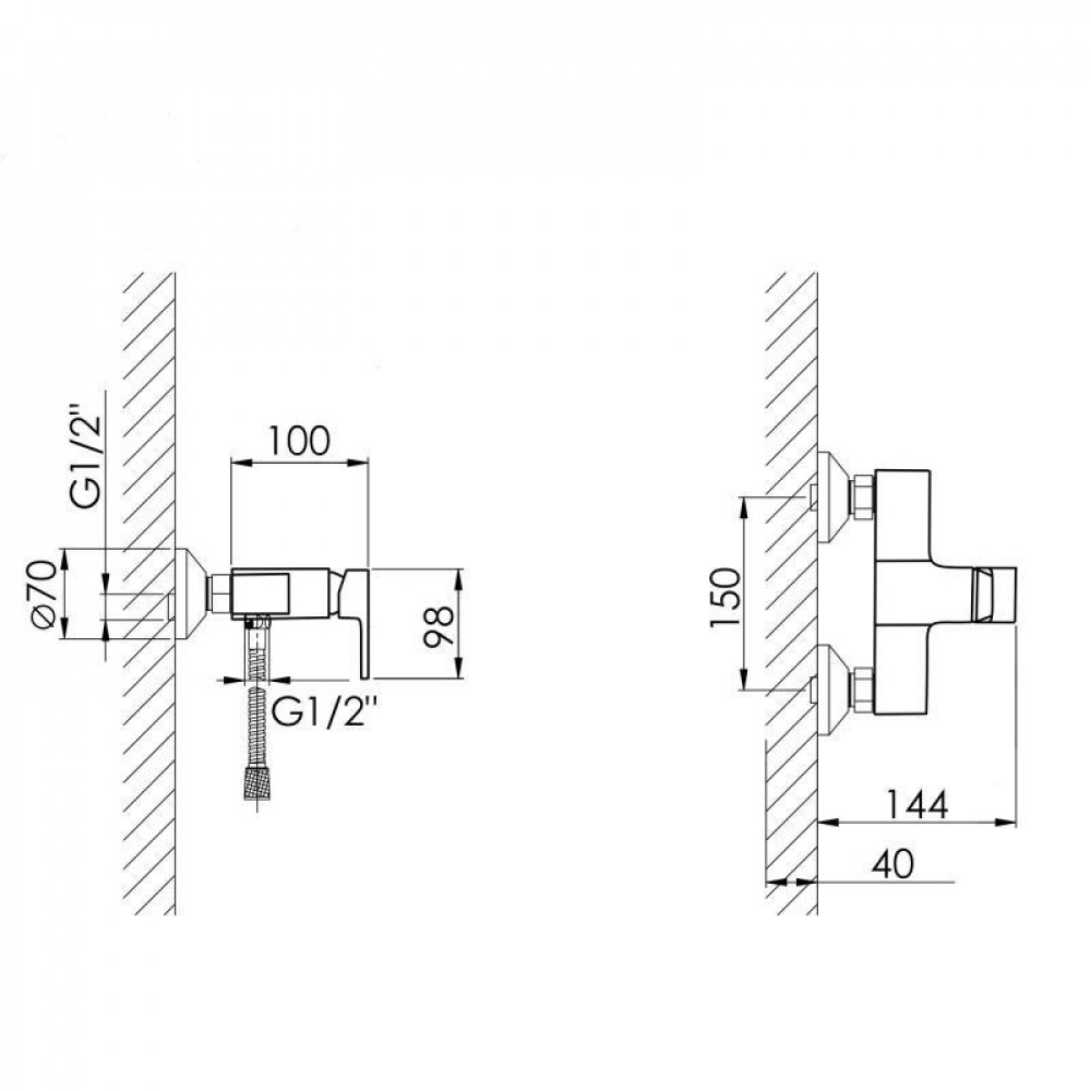 Змішувач для душу Lidz Wawel 010 (з душовим гарнітуром) (k40) LDWAW010CRM45390 Chrome SD00051514
